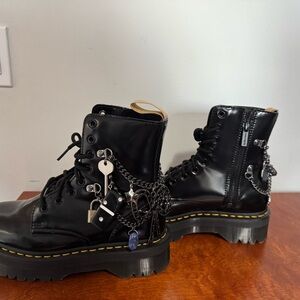 Stylish Black Combat Boots with Chain Details